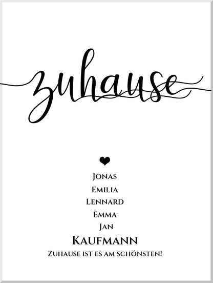 Personalisiertes Hochzeitsposter "ZUHAUSE" Poster |  Hochzeitsgeschenk mit Namen und Datum