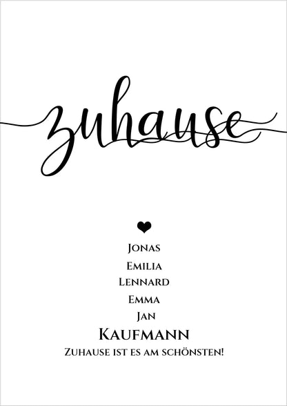 Personalisiertes Hochzeitsposter "ZUHAUSE" Poster |  Hochzeitsgeschenk mit Namen und Datum