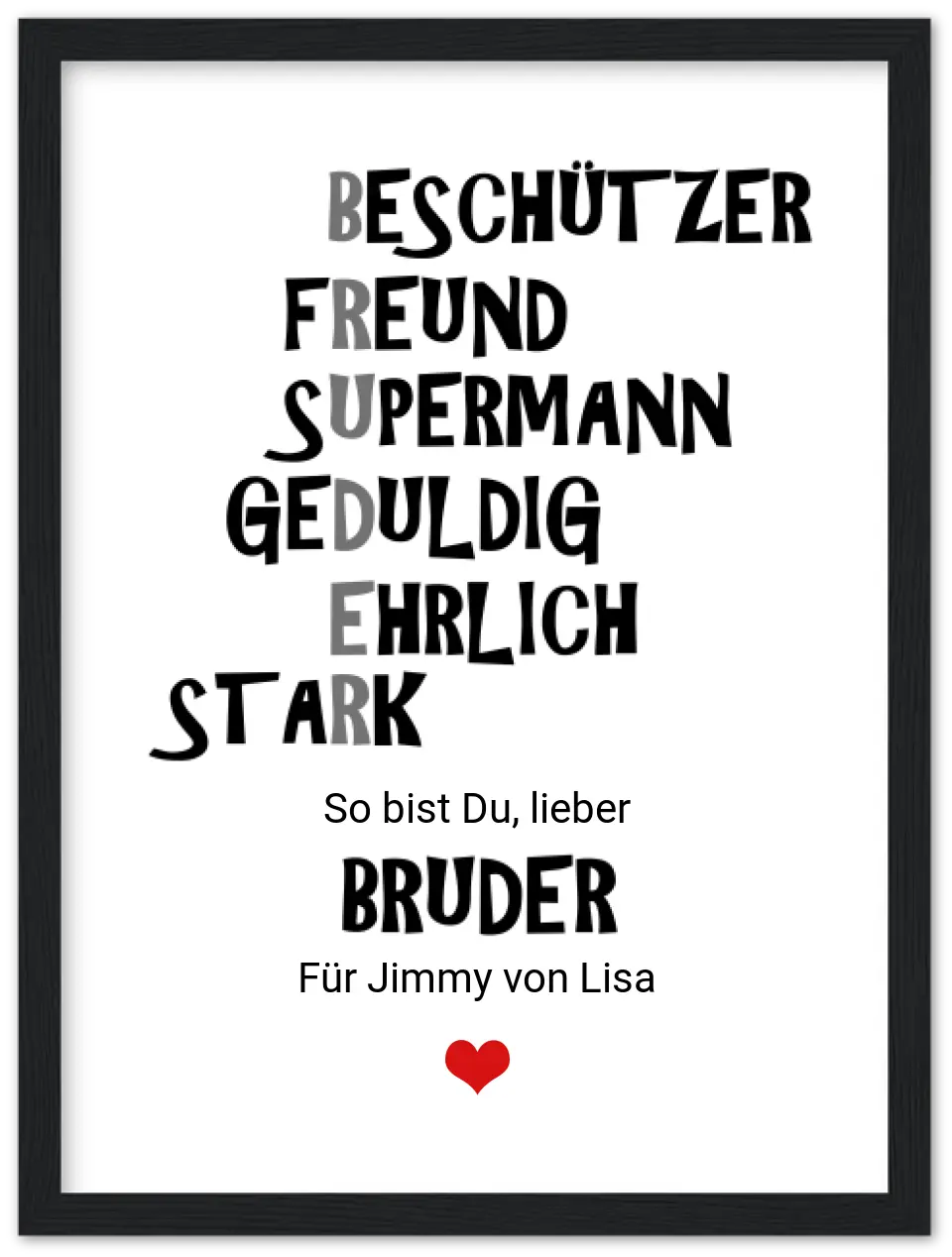 Personalisiertes Geschenk "Bruder" Poster |  Geburtstagsgeschenk Geschwister Geschenk Weihnachtsgeschenk | Bruder Poster