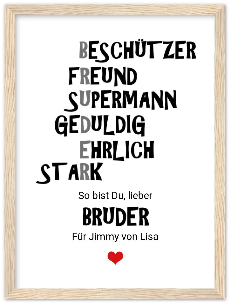 Personalisiertes Geschenk "Bruder" Poster |  Geburtstagsgeschenk Geschwister Geschenk Weihnachtsgeschenk | Bruder Poster