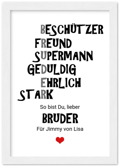 Personalisiertes Geschenk "Bruder" Poster |  Geburtstagsgeschenk Geschwister Geschenk Weihnachtsgeschenk | Bruder Poster