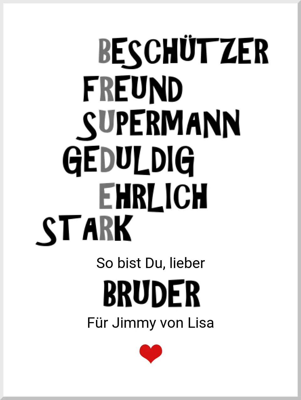 Personalisiertes Geschenk "Bruder" Poster |  Geburtstagsgeschenk Geschwister Geschenk Weihnachtsgeschenk | Bruder Poster