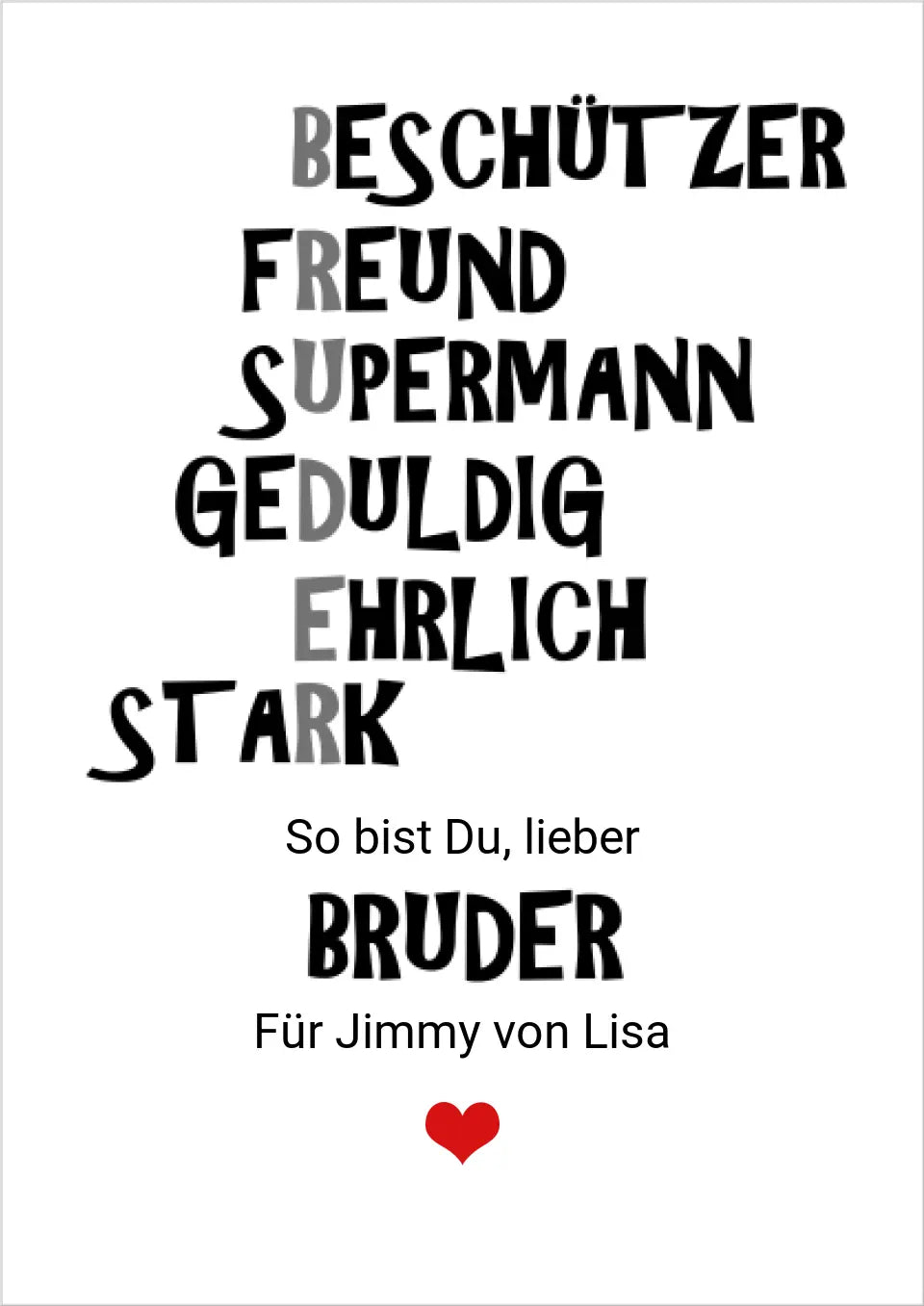 Personalisiertes Geschenk "Bruder" Poster |  Geburtstagsgeschenk Geschwister Geschenk Weihnachtsgeschenk | Bruder Poster