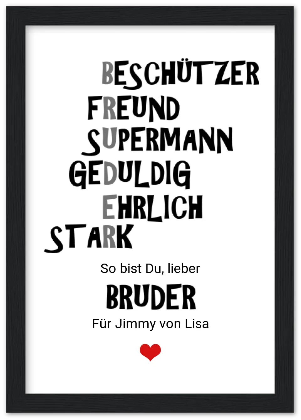 Personalisiertes Geschenk "Bruder" Poster |  Geburtstagsgeschenk Geschwister Geschenk Weihnachtsgeschenk | Bruder Poster