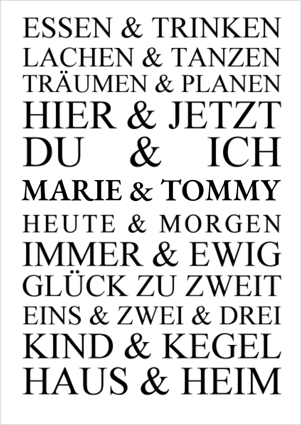 Personalisiertes Geschenk zur Hochzeit, Geburtstag | Hochzeitsgeschenk Kunstdruck Essen & Trinken | Zeitraum-Kunstdruck