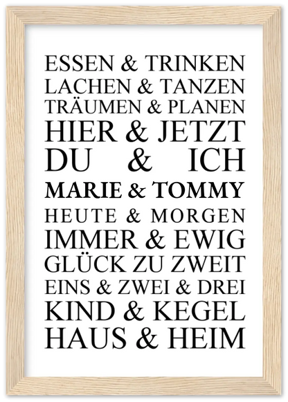 Personalisiertes Geschenk zur Hochzeit, Geburtstag | Hochzeitsgeschenk Kunstdruck Essen & Trinken | Zeitraum-Kunstdruck