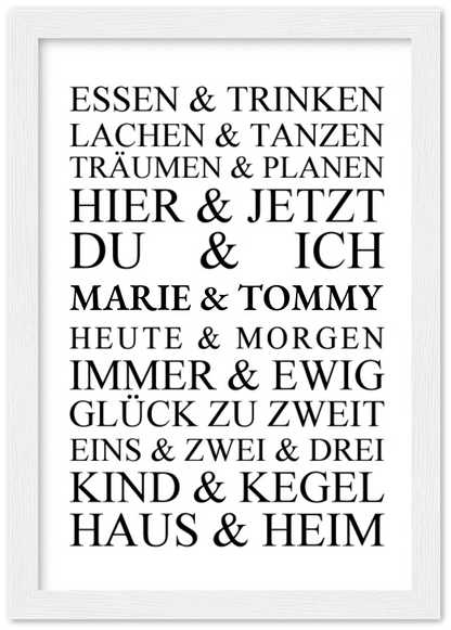 Personalisiertes Geschenk zur Hochzeit, Geburtstag | Hochzeitsgeschenk Kunstdruck Essen & Trinken | Zeitraum-Kunstdruck Premium Matte Paper Wooden Framed Poster - White - Vertical Gerahmtes Poster A4 21x29.7 cm