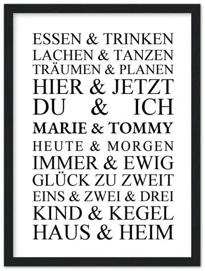 Personalisiertes Geschenk zur Hochzeit, Geburtstag | Hochzeitsgeschenk Kunstdruck Essen & Trinken | Zeitraum-Kunstdruck