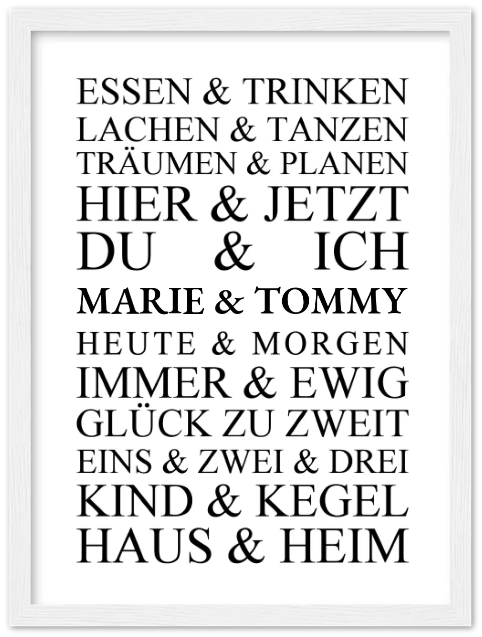 Personalisiertes Geschenk zur Hochzeit, Geburtstag | Hochzeitsgeschenk Kunstdruck Essen & Trinken | Zeitraum-Kunstdruck Premium Matte Paper Wooden Framed Poster - White - Vertical Gerahmtes Poster