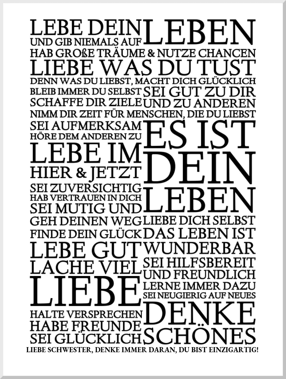 Zeitraum-Kunstdruck | "Lebe Dein Leben" Personalisiertes Geschenk | Motivationsposter