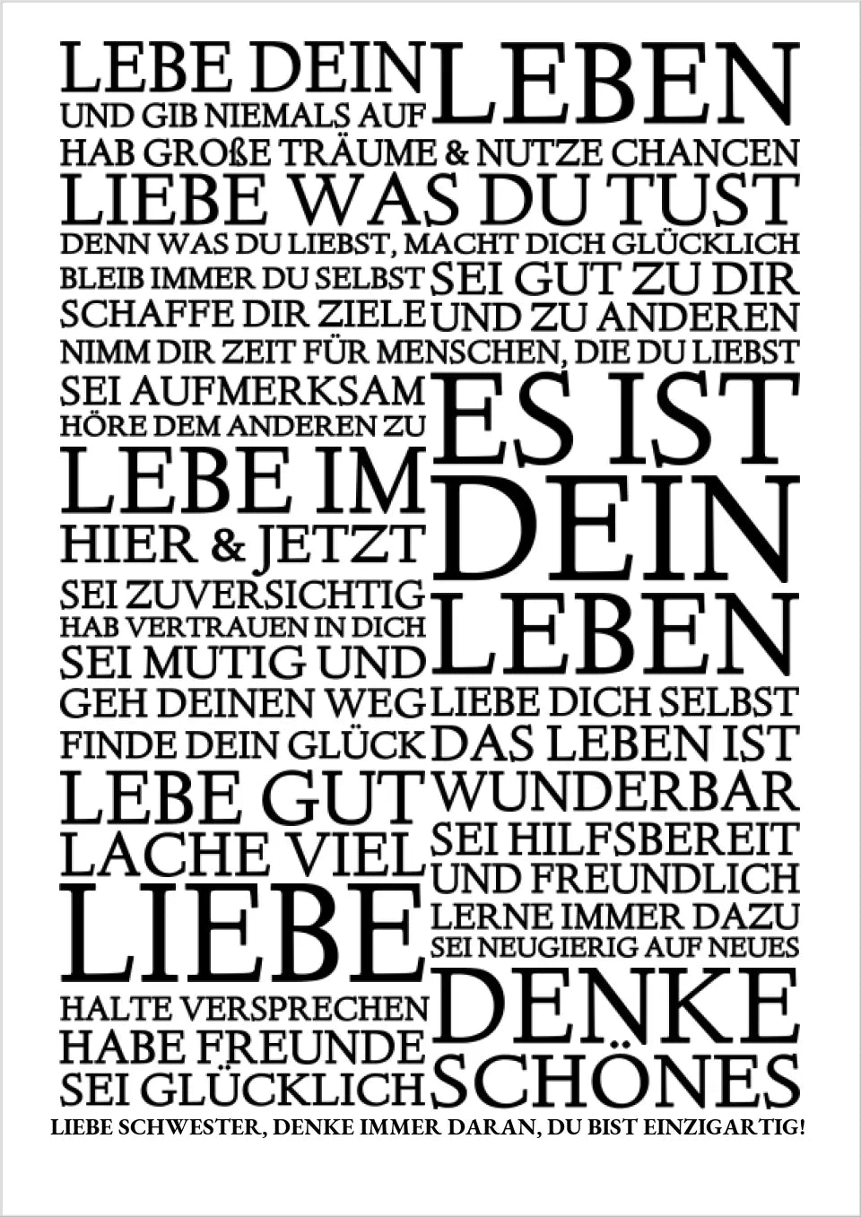 Zeitraum-Kunstdruck | "Lebe Dein Leben" Personalisiertes Geschenk | Motivationsposter