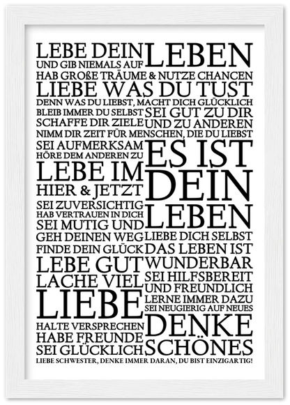 Zeitraum-Kunstdruck | "Lebe Dein Leben" Personalisiertes Geschenk | Motivationsposter