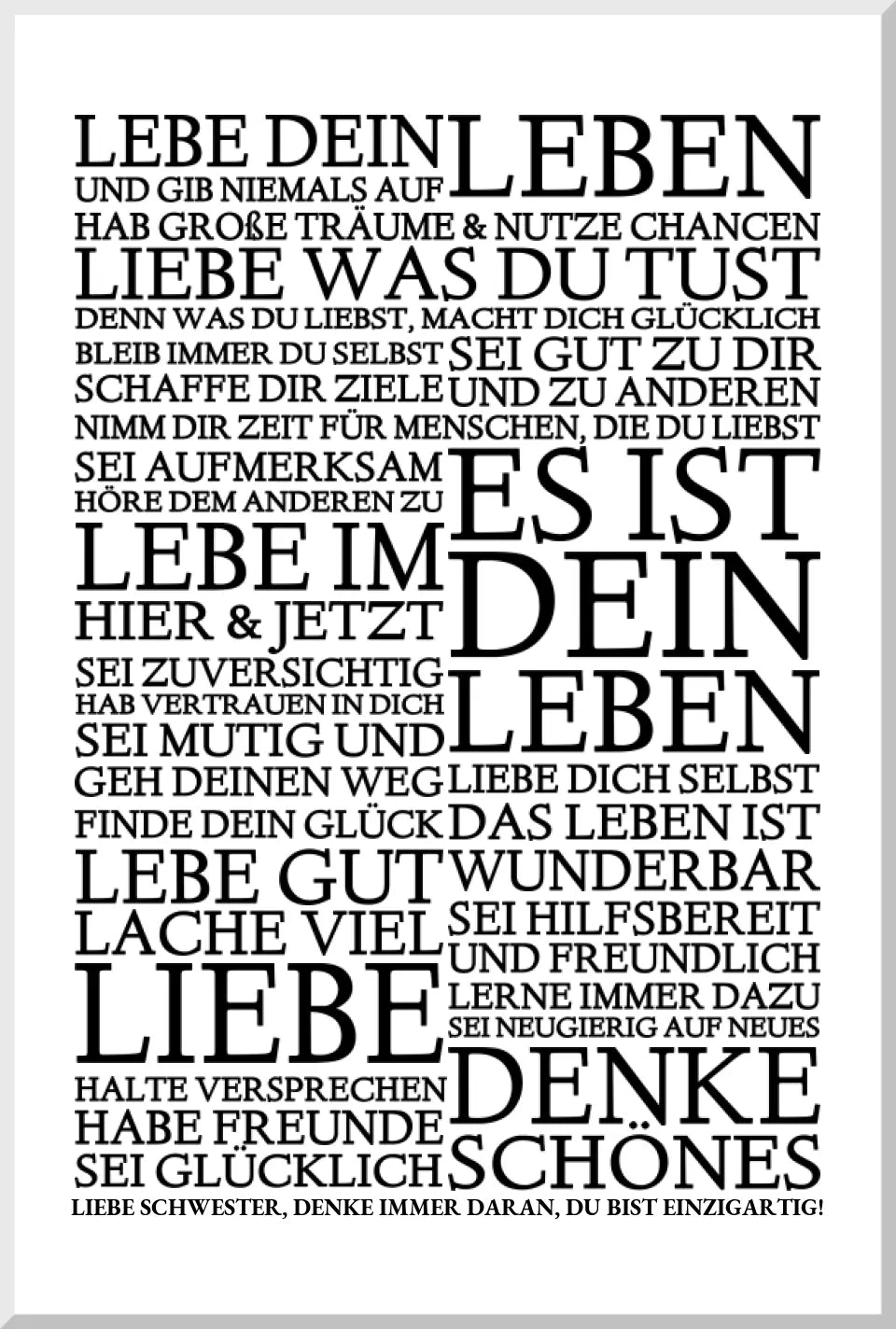 Zeitraum-Kunstdruck | "Lebe Dein Leben" Personalisiertes Geschenk | Motivationsposter Leinwanddruck Leinwandbild