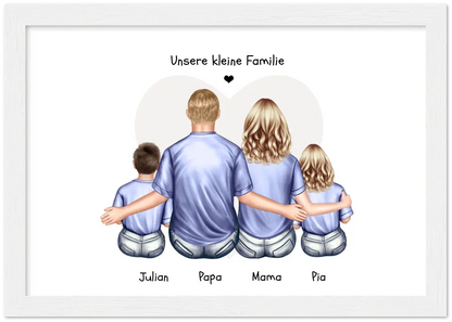 Personalisiertes Familienbild mit 2 Kindern- Geschenk Papa -Geschenk Mama -  Vatertagsgeschenk Geburtstagsgeschenk