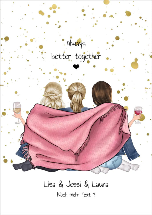 Personalisiertes Poster Geschenk - 3 Beste Freundinnen Geburtstag - Best Friends