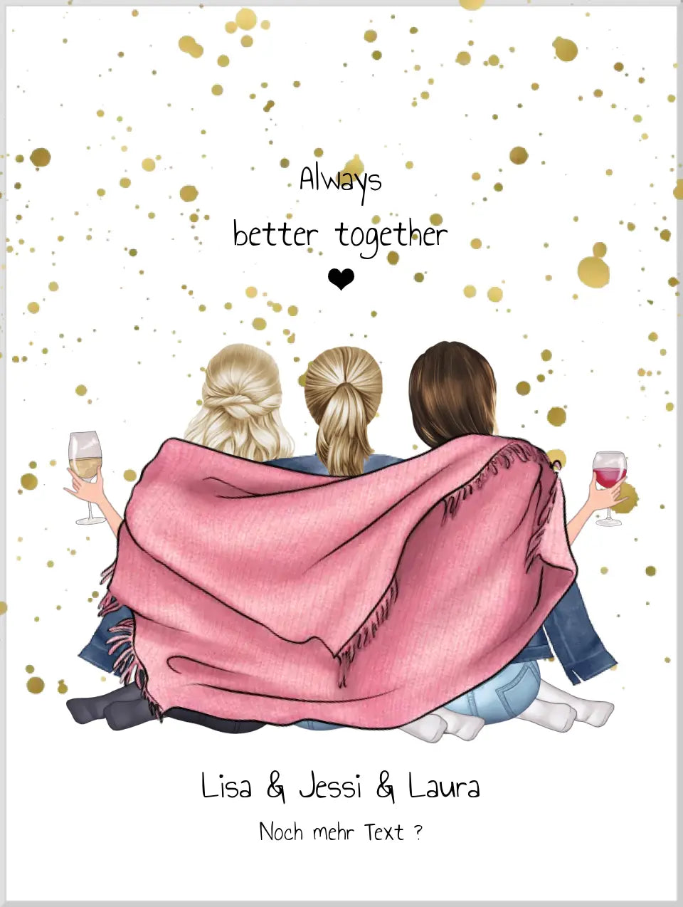 Personalisiertes Poster Geschenk - 3 Beste Freundinnen Geburtstag - Best Friends
