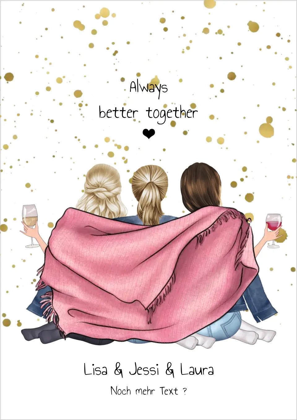 Personalisiertes Poster Geschenk - 3 Beste Freundinnen Geburtstag - Best Friends