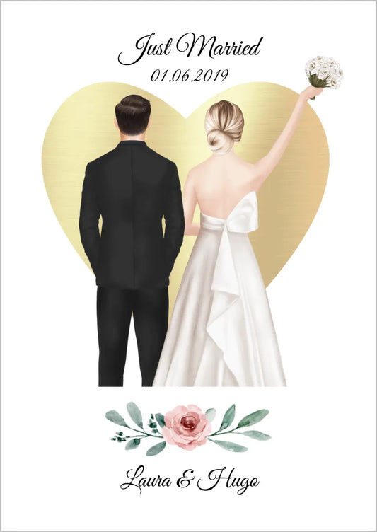 Just Married - personalisiertes Geschenk zur Hochzeit als Poster/Leinwanddruck - Hochzeitsgeschenk