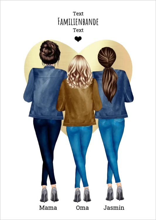 Personalisiertes Poster Geschenk Familie - Mama, Oma & Ich - Geschenk Muttertag, Geburtstagsgeschenk, Weihnachtsgeschenk