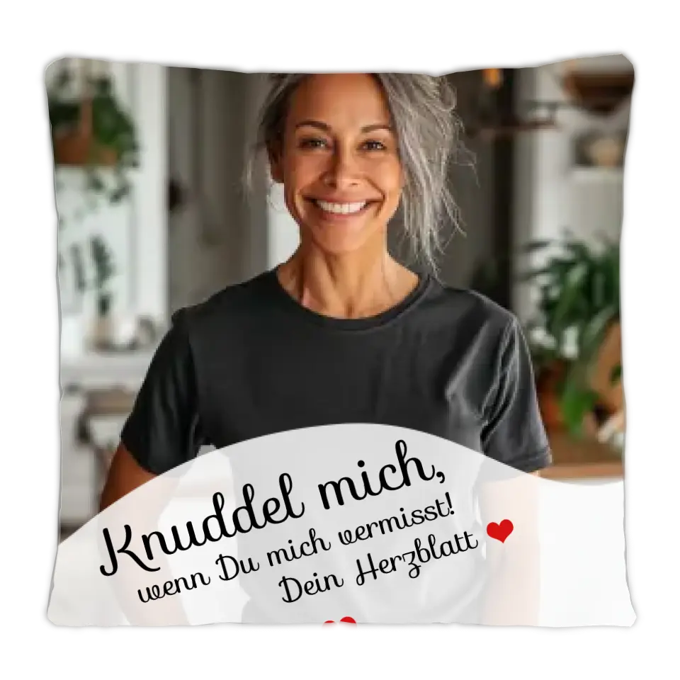 Geschenk Freundin / Geschenk Freund - personalisiertes Kissen | Knuddel mich | Drück mich, wenn Du mich vermisst.