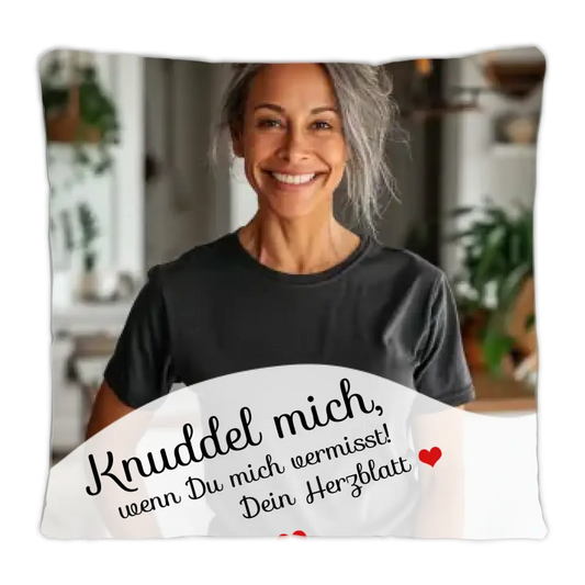 Geschenk Freundin / Geschenk Freund - personalisiertes Kissen | Knuddel mich | Drück mich, wenn Du mich vermisst.