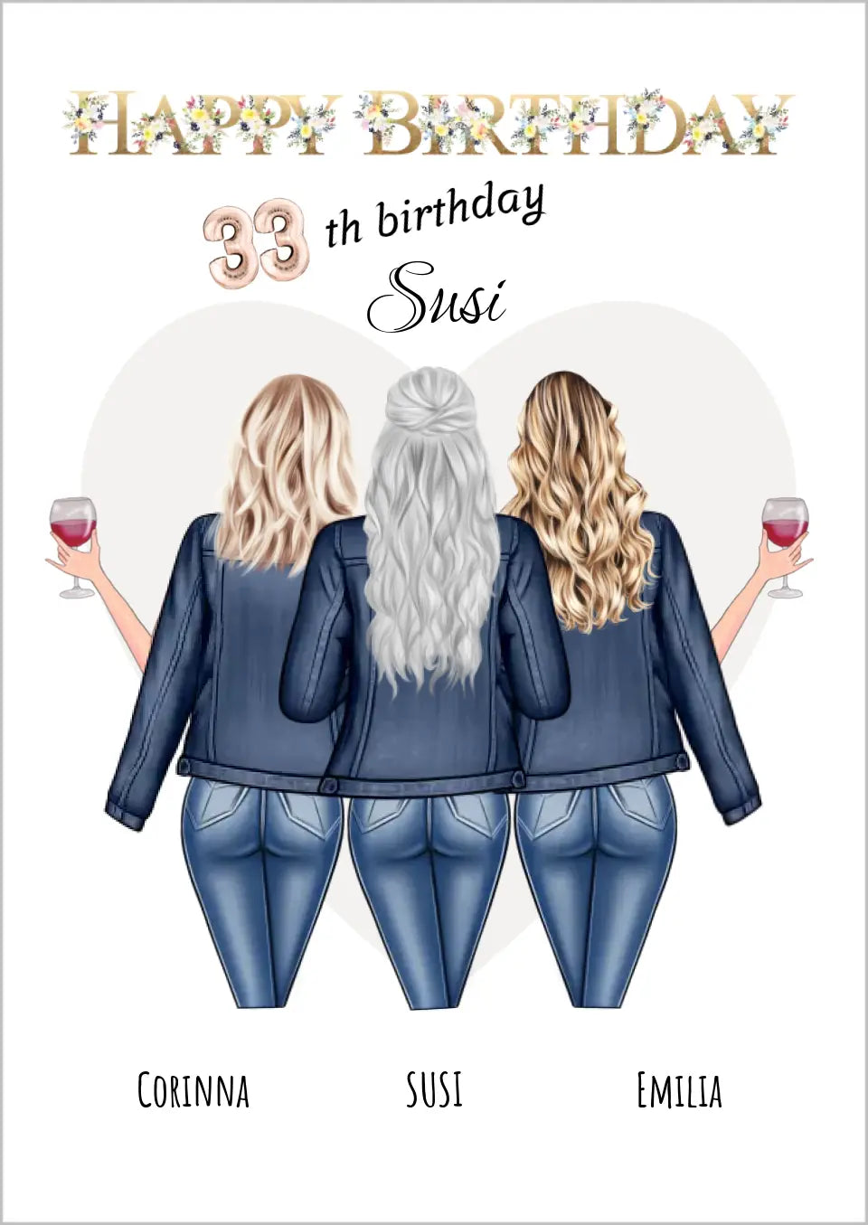 Beste Freundin personalisiertes Geschenk Poster - Freundinnen Bild Geburtstagsgeschenk