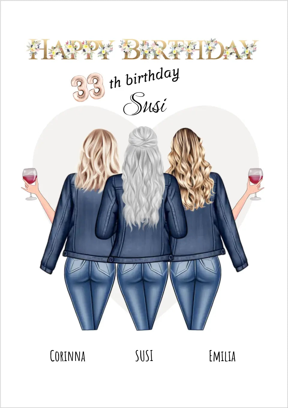 Beste Freundin personalisiertes Geschenk Poster - Freundinnen Bild Geburtstagsgeschenk