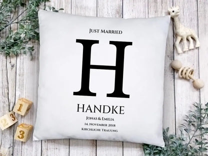 "MONOGRAMM" Kissen Hochzeitsgeschenk | Geschenk Hochzeitskissen für Brautpaar | Geschenkidee zur Hochzeit, Hochzeitstag, Valentinstag