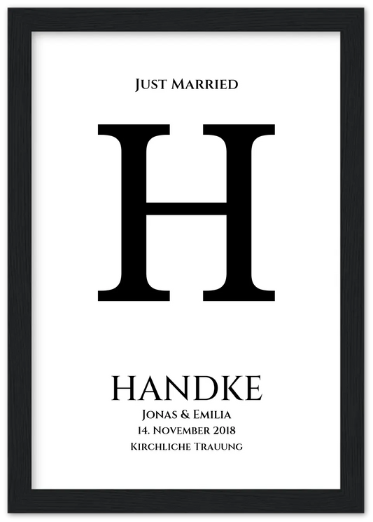 Personalisiertes Hochzeitsposter "Just Married" |  Hochzeitsgeschenk mit Namen und Datum