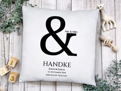 "&" Kissen Hochzeitsgeschenk | personalisiertes Hochzeitskissen für das Brautpaar | Geschenkidee zur Hochzeit, Hochzeitstag, Valentinstag, Geburtstag