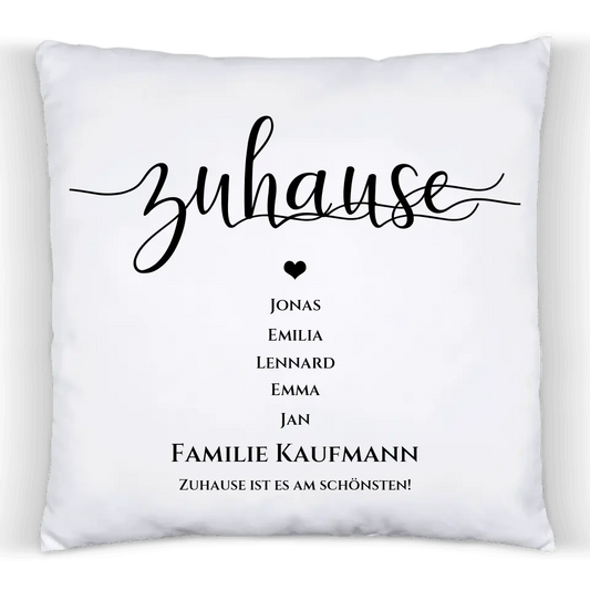 "ZUHAUSE" Kissen Geschenk | personalisiertes Deko Kissen Namen und Text | Geschenk zum Einzug, Geburtstag, Muttertag, Vatertag, Weihnachten