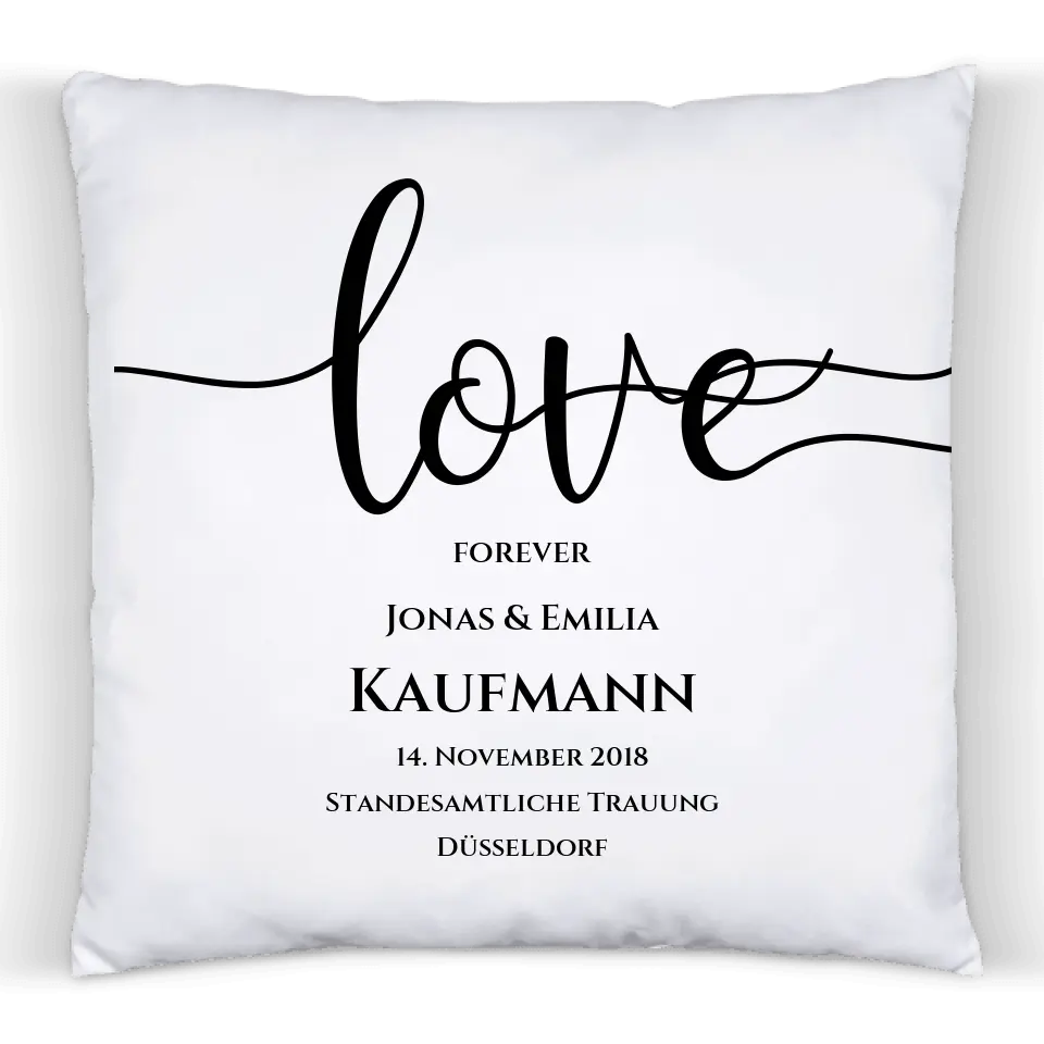 "LOVE" Kissen Hochzeitsgeschenk | personalisiertes Hochzeitskissen Brautpaar | Geschenkidee zur Hochzeit, Hochzeitstag, Valentinstag, Geburtstag