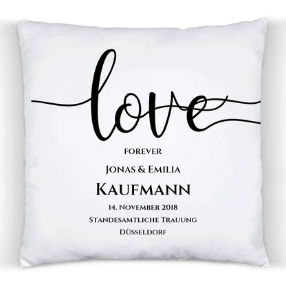 "LOVE" Kissen Hochzeitsgeschenk | personalisiertes Hochzeitskissen Brautpaar | Geschenkidee zur Hochzeit, Hochzeitstag, Valentinstag, Geburtstag