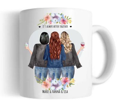 Personalisierte Tasse Geschenk beste Freundin - Tasse 3 Freundinnen - Kaffeebecher Geschenk Geburtstag