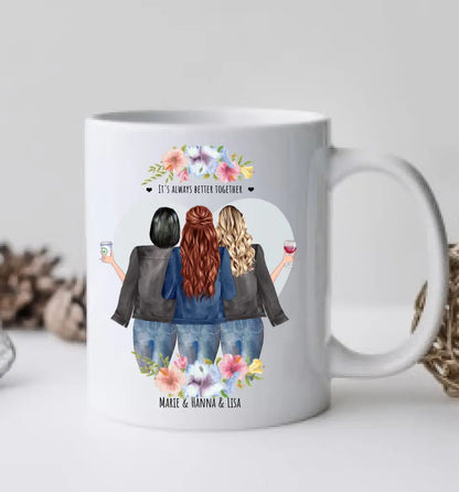 Personalisierte Tasse Geschenk beste Freundin - Tasse 3 Freundinnen - Kaffeebecher Geschenk Geburtstag