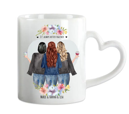 Personalisierte Tasse Geschenk beste Freundin - Tasse 3 Freundinnen - Kaffeebecher Geschenk Geburtstag