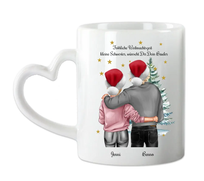 Nikolausgeschenk, Weihnachtsgeschenk für Geschwister Weihnachtsgeschenk, personalisierte Tasse kleine Schwester großer Bruder
