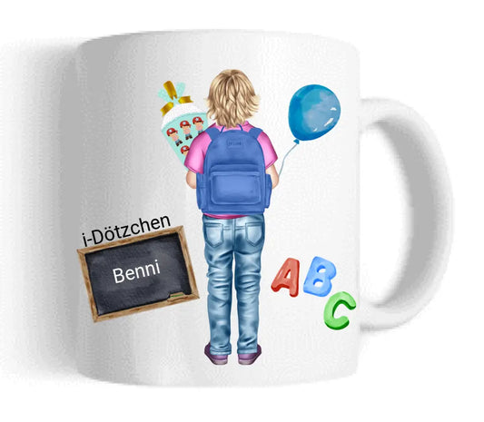 Einschulungsgeschenk Junge Schulkind Tasse personalisiert