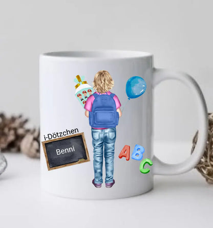 Personalisierte Tassen - Schulkind 2023 -Personalisiertes Geschenk zur Einschulung Tasse für Jungen - Kindertasse Einschulungsgeschenk