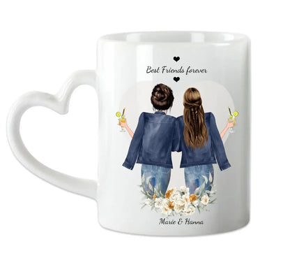 Personalisierte Geschenk 2 Freundinnen Tasse -beidseitig gleicher Aufdruck-Geschenk beste Freundin-Geburtstagsgeschenk