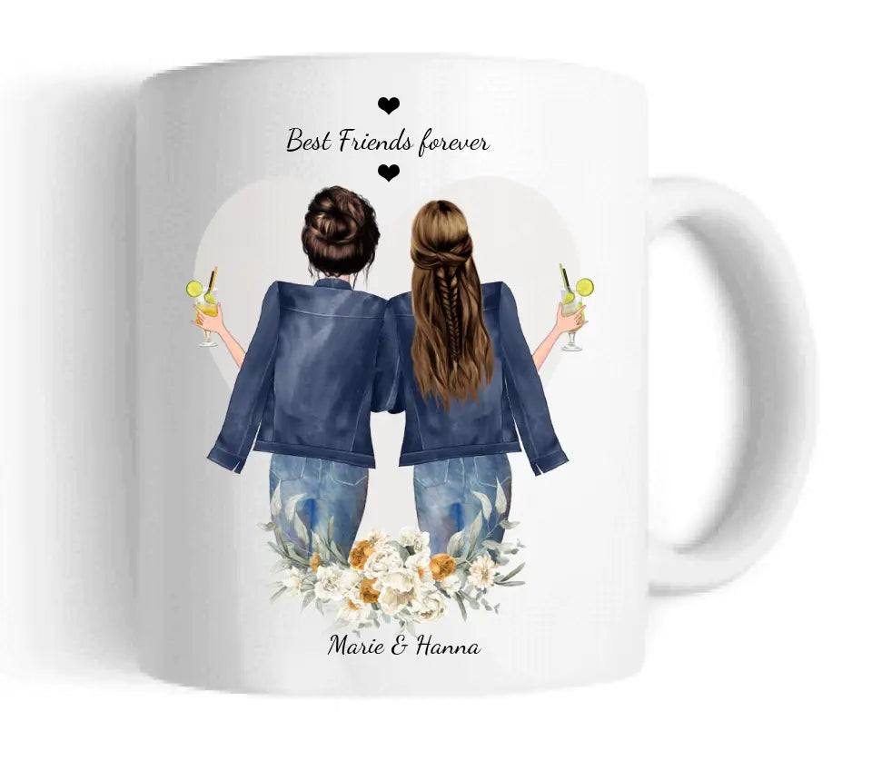 Personalisierte Tassen, 2 Beste Freundinnen Geschenk Tasse, Personalisierter Kaffeebecher, Geschenk Freundin, Familie, Schwester, Kollegin