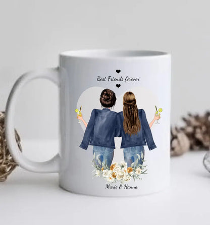 Personalisierte Tassen, 2 Beste Freundinnen Geschenk Tasse, Personalisierter Kaffeebecher, Geschenk Freundin, Familie, Schwester, Kollegin