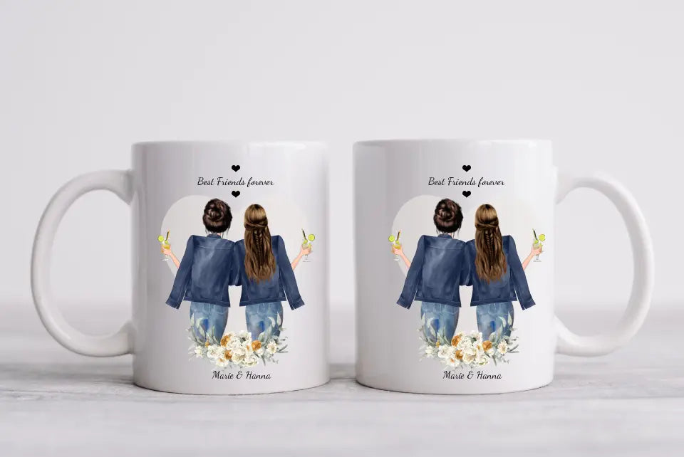 Personalisierte Tassen, 2 Beste Freundinnen Geschenk Tasse, Personalisierter Kaffeebecher, Geschenk Freundin, Familie, Schwester, Kollegin