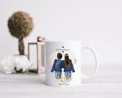 Personalisierte Tassen, 2 Beste Freundinnen Geschenk Tasse, Personalisierter Kaffeebecher, Geschenk Freundin, Familie, Schwester, Kollegin