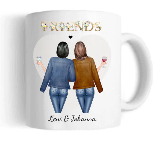 2 Beste Freundinnen Tasse personalisiert - Beste Freundin Geschenk