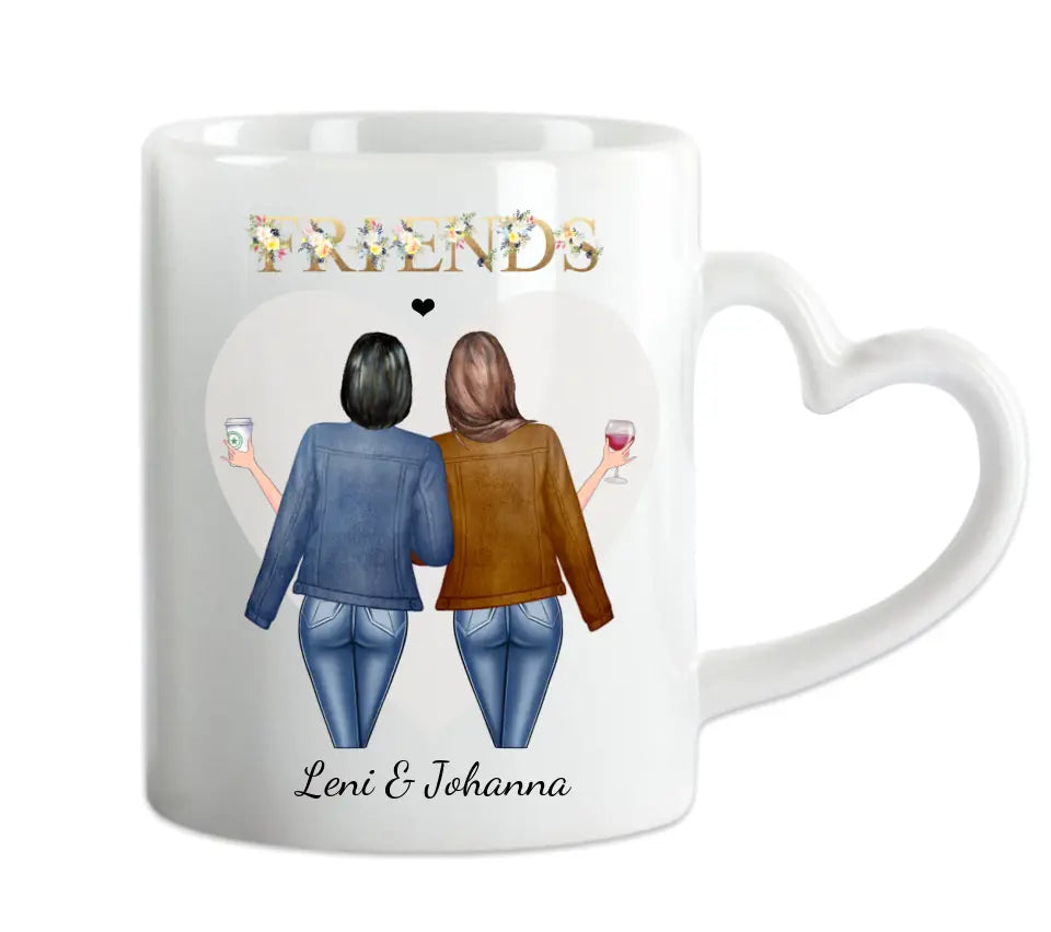 2 Beste Freundinnen Tasse personalisiert - Beste Freundin Geschenk