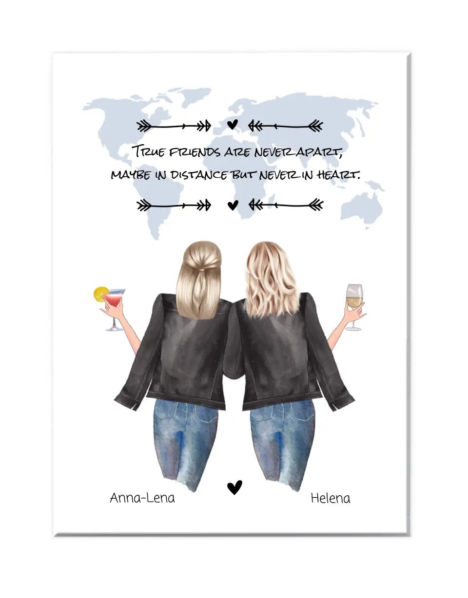 2 Beste Freundinnen Poster Geschenk mit Spruch personalisiert - Geburtstagsgeschenk  - Personalisiertes Freundin Bild Weihnachtsgeschenk