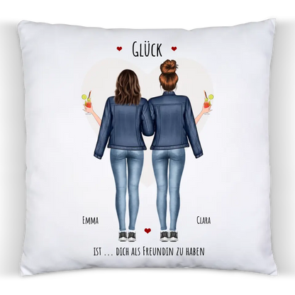 2 beste Freundinnen - GLÜCK Dich als Freundin zu haben - Personalisiertes Geschenk Kissen