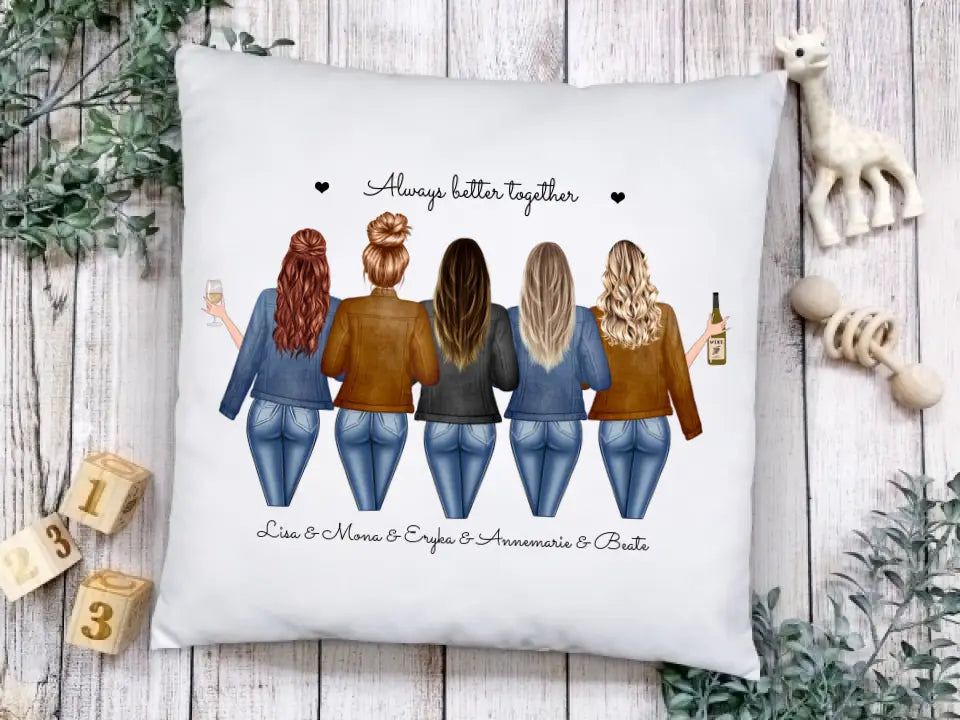 5 Beste Freundinnen personalisiertes Geschenk - Geburtstagsgeschenk Kissen - Personalisiertes Kissen online bestellen
