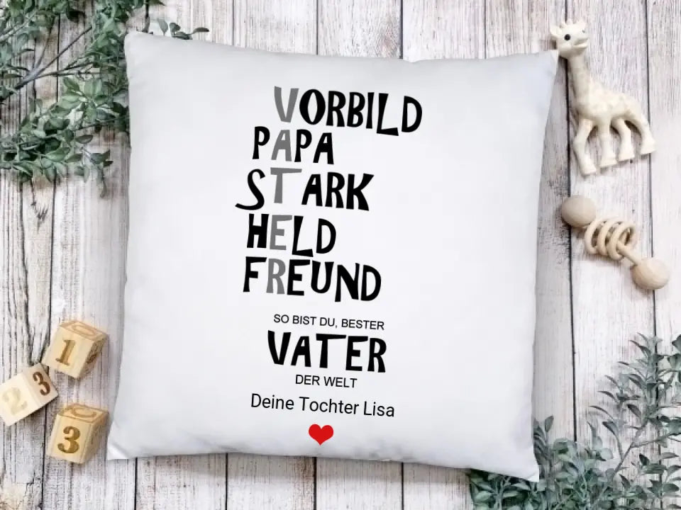 Personalisiertes Geschenk Papa, Kissen mit Spruch, Vatertagsgeschenk, Geburtstagsgeschenk, Weihnachtsgeschenk